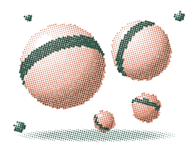 Illustratie van grote triglyceriderijke deeltjes naast kleinere LDL- en HDL-deeltjes